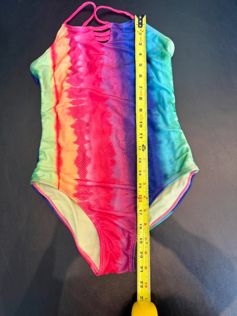 Cat & Jack Girls' Rainbow Tie-Dye One Piece Swimsuit Large 10/12 - Picture 6 of 7
